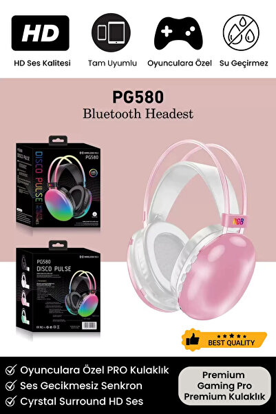 Noriyen PG 580 Premium Seri Mikrofonlu RGB LED Işıklı Bluetooth Kablosuz Kafa...
