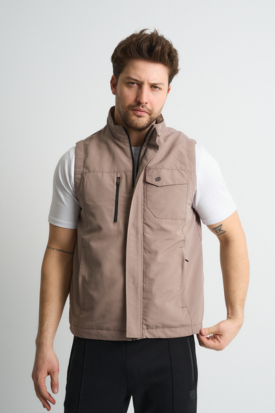 Shooter Sportswear Premium Outdoor Men's Vest with Multi-Pocket Print Detail Stone