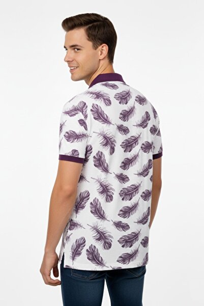 naykı Чоловіча футболка з поло-коміром і листяним візерунком BGL-ST00524