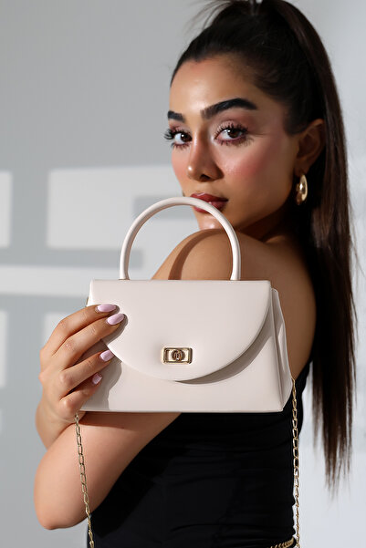 Moda Lime Geantă de mână și de umăr elegantă pentru femei, mini bej, cu curea...