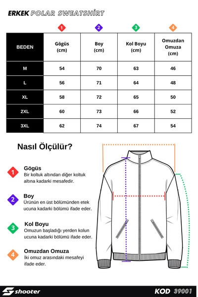 Shooter Ανδρικό φούτερ Fleece - Χειμερινό, Standard Fit, Ραφή Karyoka εξωτερικού χώρου