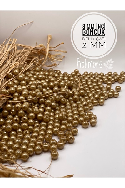 Fiolimore 8 mm Altın Sarı A Kalite Plastik İnci Boncuk (50 Gram-150 Adet) Tak...