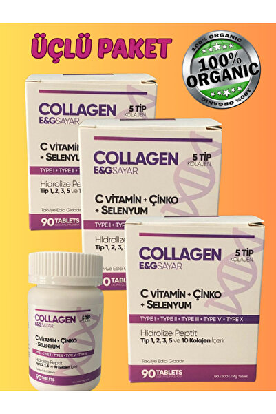 EG SAYAR COLLAGEN Sayar 5 Tip Kolajen Tip 1, Tip 2, Tip 3, Tip 5, Tip 10 (270TABLET) 3 Kutu