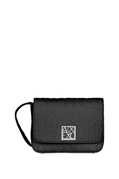 Armani Exchange Kadın Siyah Logo Baskılı Ayarlanabilir Omuz Çantası
