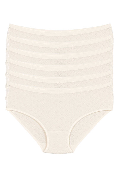 YILDIZ 100% бавовняні трусики з високою талією, 6 штук, екрю
