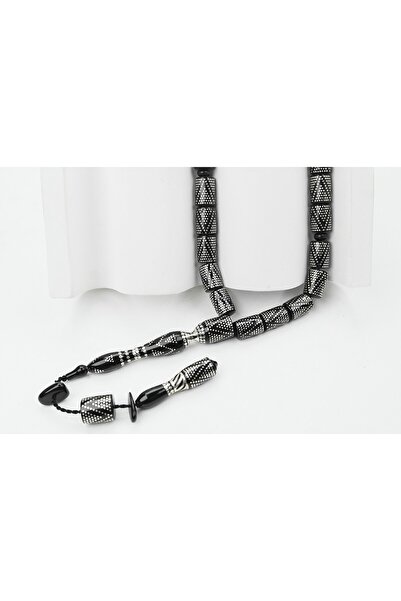 Angel Of Life Kesme Piramit Zikzak İşlemeli Oltu Taşı Tespih