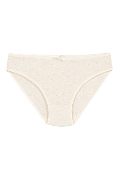 YILDIZ Бавовняні бікіні-трусики з сердечками, 6 штук, екрю, зірочки, код 3577