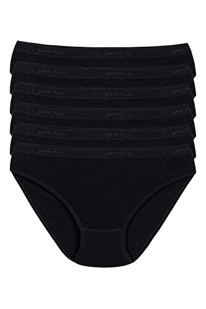 YILDIZ Бавовняні бікіні-трусики з ремінцями на талії, 6 штук, чорні, зі зірками, код 3710