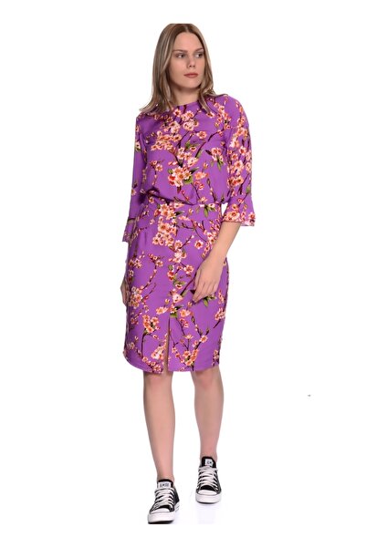 Ruby Rocks Mor Kadın Çiçek Desenli Etek RR883