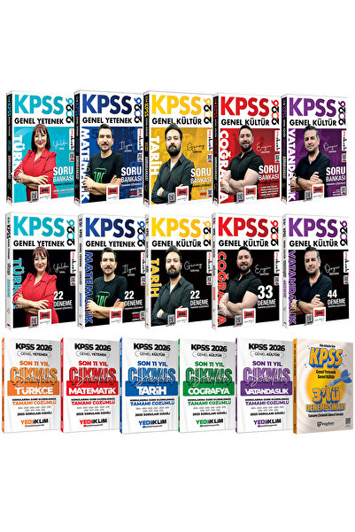 Yargı Yayınları 2026 KPSS Tüm Dersler Çözümlü Soru Bankası-Çözümlü Deneme-Kon...