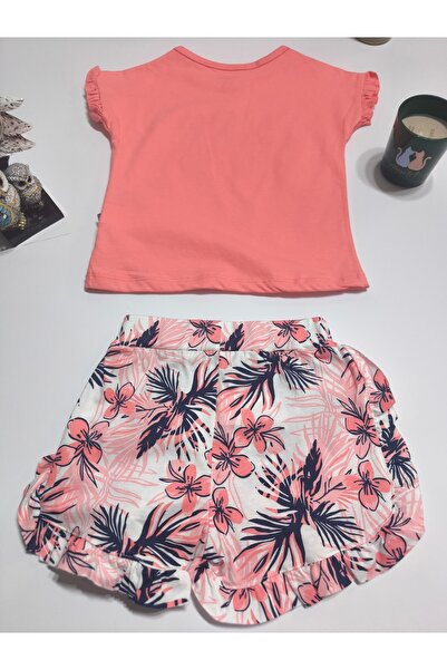 Miniworld Girls' Shortssuit Shorts and Ruffled Sleeves Nursery 100% Cotton Comfortable Style Design Premium, Coral