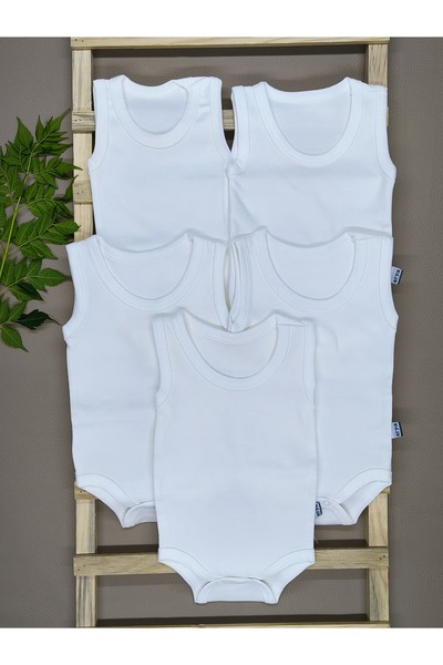 vieso 5-Piece Cotton Baby Bodysuit Set for Girls and Boys with Snap Fasteners, Undershirt, Economical