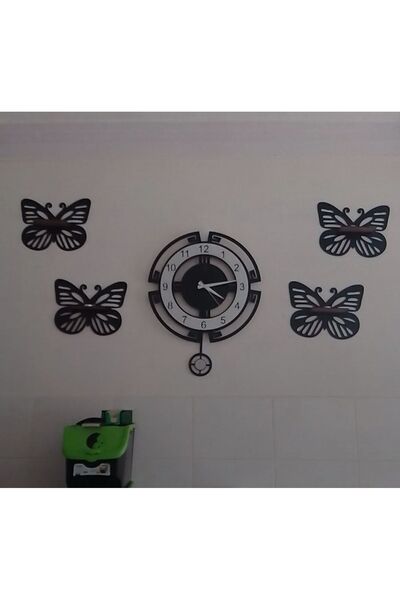 Numa Concept Πεταλούδα με ράφια 3 τεμαχίων μαύρο ξύλο MDF κομμένο με λέιζερ το καθένα 30x26 cm