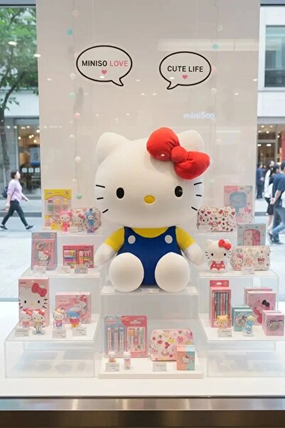 Miniso Sanrio Lisanslı Oturan Peluş Oyuncak (53 cm) - Hello Kitty