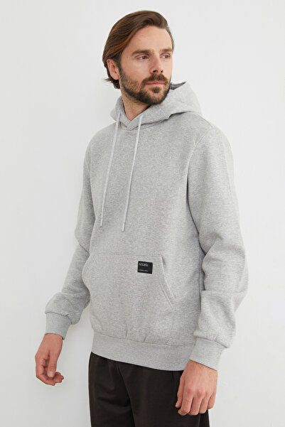 Fulla Moda Kangaroo Pocket Hooded Basic Sweatshirt - 3 Thread Hoodie
