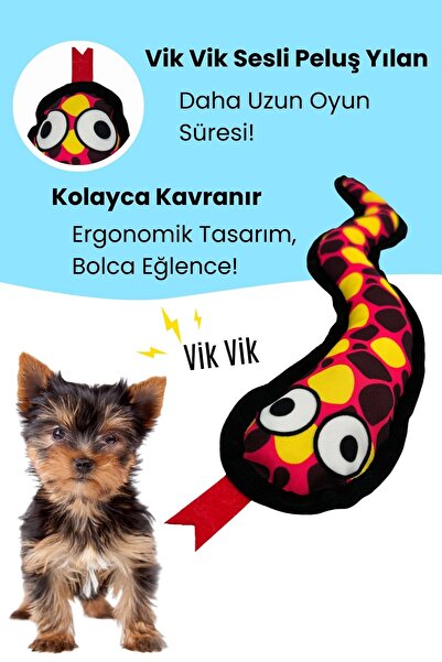 Havhav Peluş Yılan Köpek Oyuncağı | VikVik Sesli Köpek Oyun Arkadaşı 9x47 CM