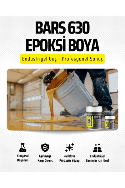 BARS 630 Epoksi Zemin Ve Duvar Boyası - Solventsiz, Çift Bileşenli, Yüksek Da...