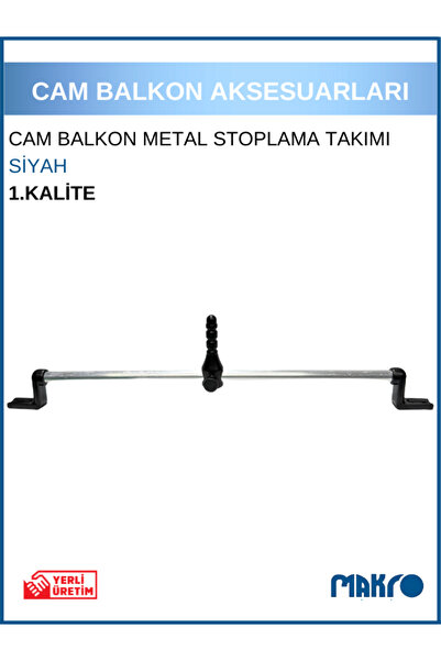 GLASSMAKRO Cam Balkon Siyah Stop Takımı Cam Sabitleme Metal Aparat Stoplamaları