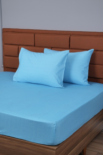 ALTINPAMUK Double Fitted Sheet 2 Pillowcases Gift 160x200 Turquoise