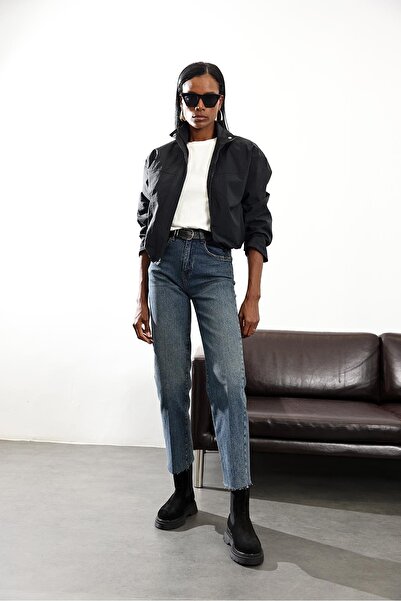 5in1Canpolat Washed Blue Belted Cutout Leg Jeans