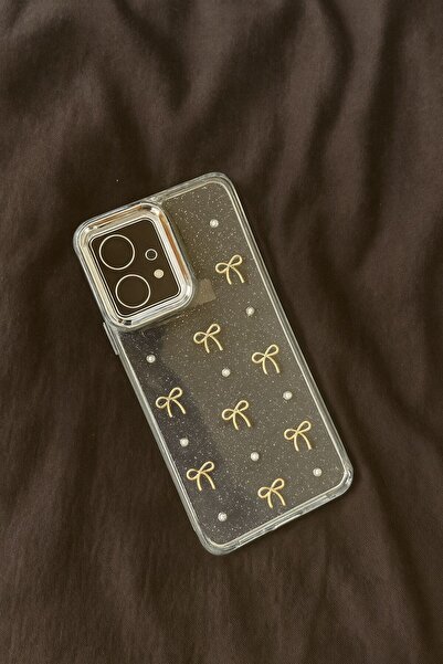 MustCase Xiaomi Redmi Note 12 4G Kılıf Fiyonk Desenli Şeffaf Kılıf Simli Parl...