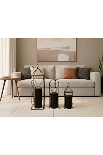 Dream Red 3 Lü Büyük Set Siyah Silindir Mum Pudra Kokulu Çap 10 Cm Boy 10- 15...