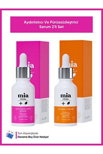mia klinika Aydınlatıcı C Vitamini Cilt Pürüzsüzleştirici Leke Serum İkili Set