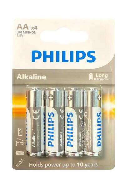 Philips Alkalin AA Kalem Pil 1.5V 4lü Blister Paket LR6A4B