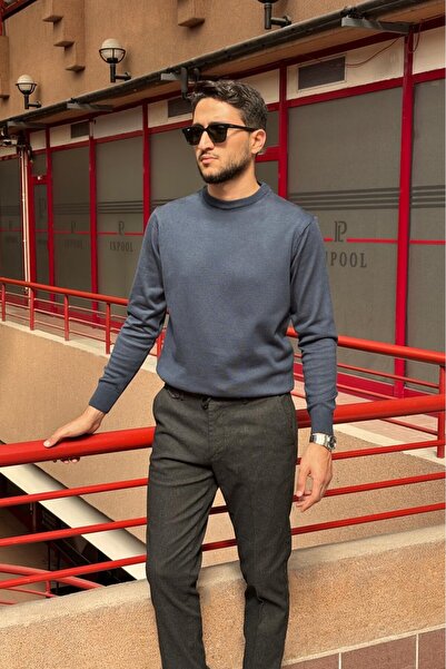 inpool Men'S, Crew Neck, Slim Fit, Old Money, Wool-Acrylic Fiber, Knitwear Sw...