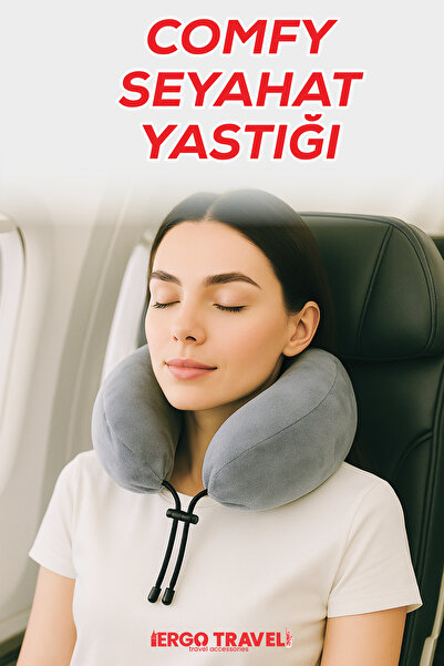 Viscofoam Comfy Ortopedik Seyahat Yastığı Visco Boyun Destekli Seyahat Yastığı - Gri | Ergo Travel