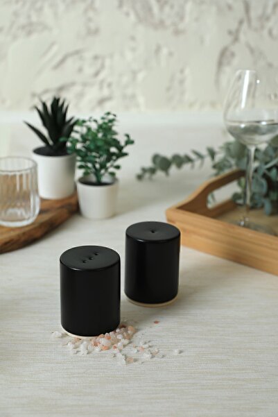 Keramika Matte Black Stackable Salt Shaker / Pepper Shaker 6 Cm