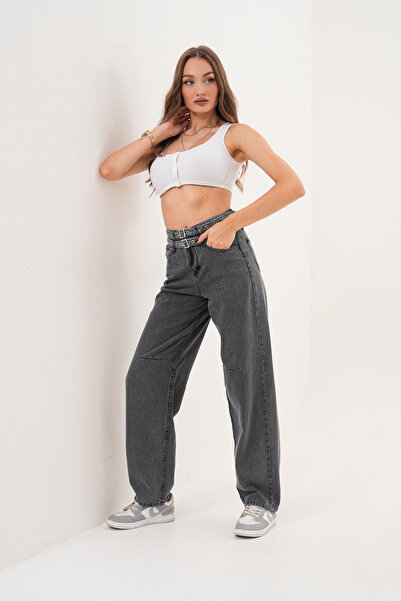 Semesia Çift Kemerli Baggy Jean