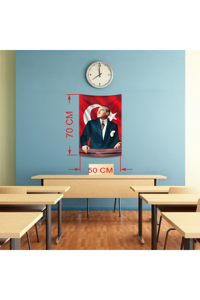 Baskı Madeni Atatürk (vinil) 50x70 Cm okul pano afiş pankart