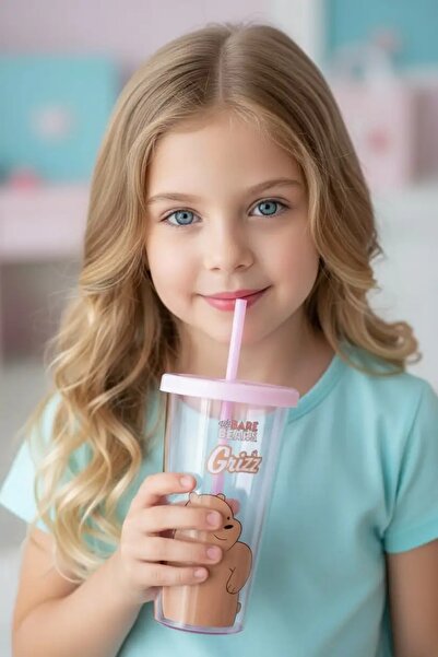 Miniso We Bare Bears Lisanslı Pipetli Plastik Şişe (600Ml) - Boz Ayı