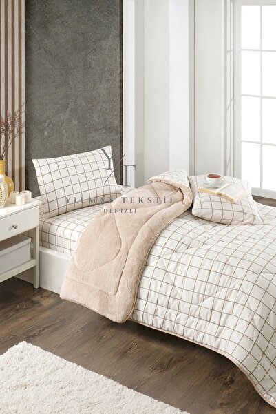 ChicMaison Tek Kişilik Pofuduk Uyku Seti | Çeyiz Seti | Çeyiz Takımı | Krem Kare