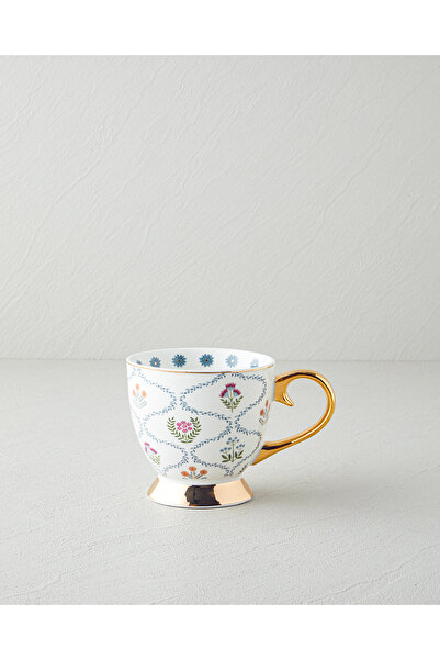 English Home Retro Spring New Bone China Kupa 460 ml Beyaz - Mavi