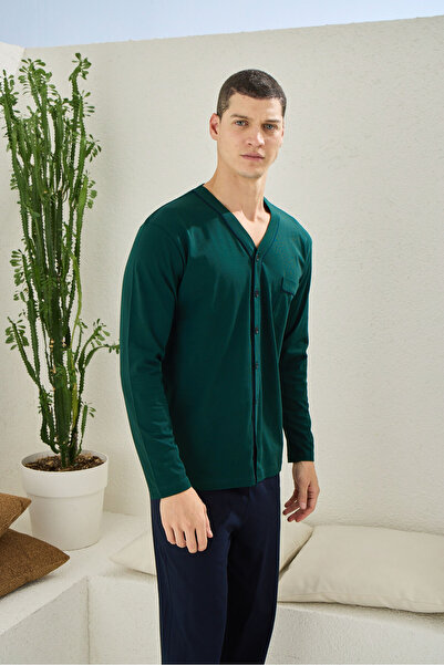 KLY Σετ πιτζάμες ανδρικής πολυτελούς σχεδίασης από 100% βαμβάκι μεγάλου μεγέθους