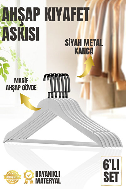 Nandy Home Set de 6 umerașe din lemn pentru cămăși și haine, umeraș pentru îmbrăcăminte