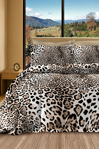 MonoHome Set cuvertură de pilota dublă leopard, personalizat, bumbac țesut, satin, leopard clasic