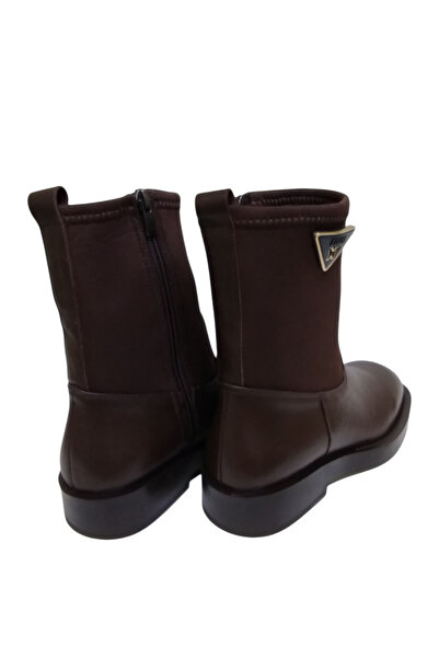 DRY SHOES Hakiki Deri Kahvrengi Paraşut Kadın Bot Ayakkabı Kovboy Western Çizme Tokalı Orta Boy DRY-2104