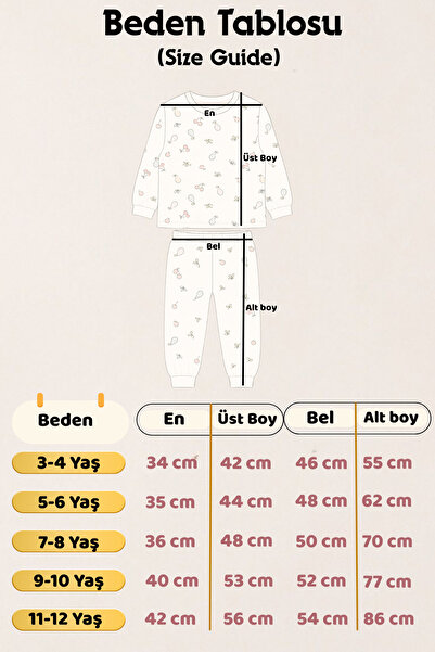 Beniizle Set de pijamale pentru fete cu model de fructe