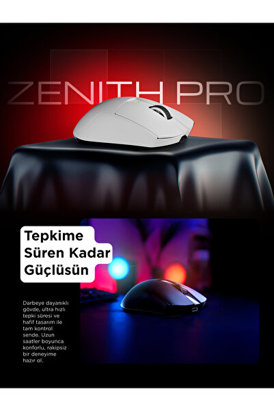 Rampage ZENITH PRO 4K 26000 DPİ Kablosuz Beyaz Gaming Mouse