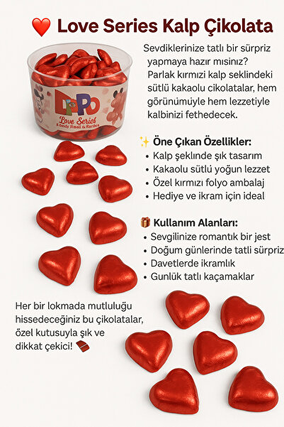 DİPPO Kalp Kokolin Çikolata Nostaljik 100 Lü