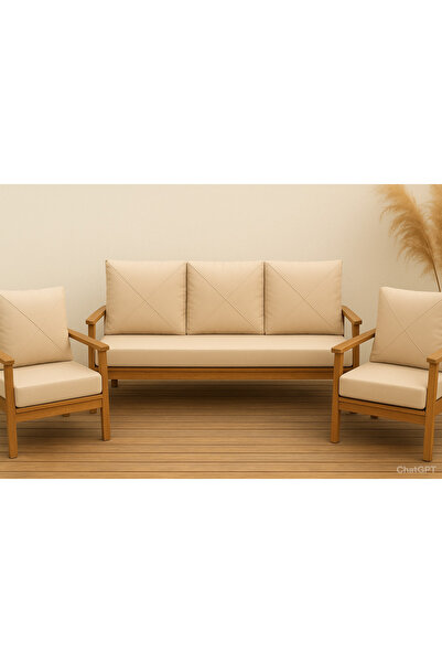 Fade Bahçe minder takımı seti bej kapiçino renk oturum sünger pofidik sırt