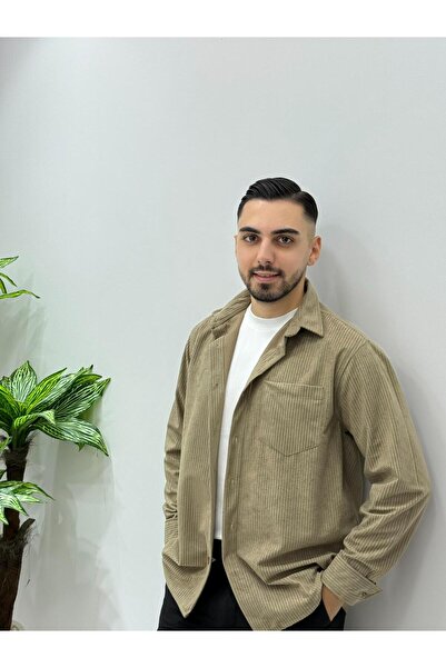 JACK CAPRİO Erkek Kadife Kumaş Kışlık Gömlek Yeni Sezon Oversize Gömlek Renk ...