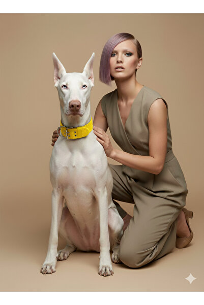 Tasma Market طوق كلب كبير من السلالات باللون الأصفر الناعم