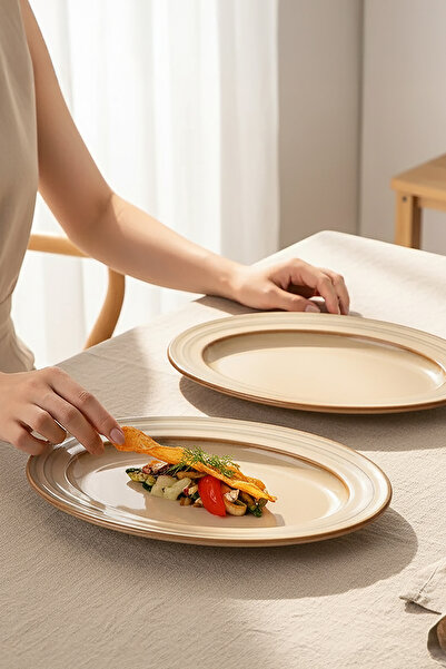 Güral Porselen Valeron 2-Piece Boat Plate Set 29 cm