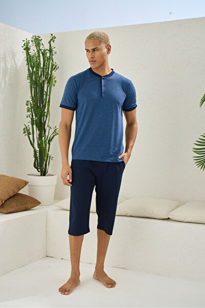 KLY Чоловічий комплект з капрі та сорочкою з коміром-стійкою, сучасний дизайн 2051