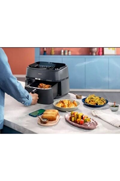 Philips Dual Basket Airfryer 9L Aile Boyu Kapasite, Rapid Air Plus Teknolojis...