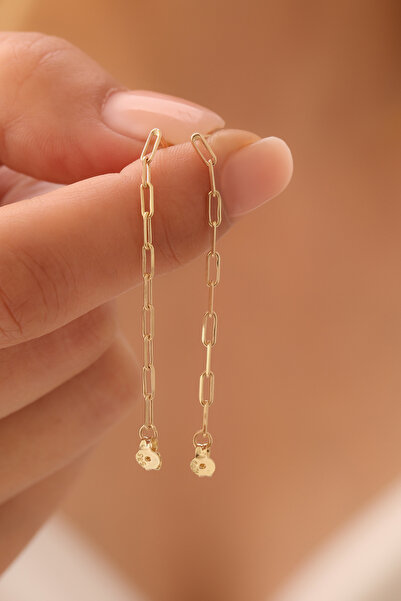 GENORO JEWEL 14 Ayar Altın Minik Ataçlar Sallantılı Küpe